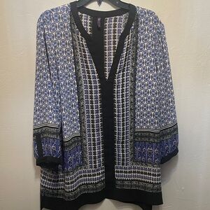 NYDJ Blue and Black Geometric Blouse